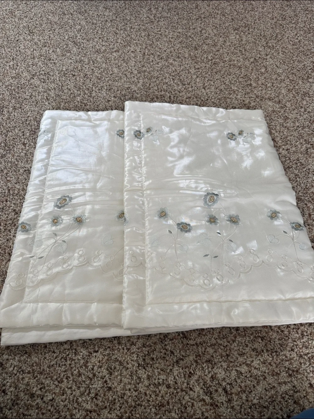 Embroidered Ivory standard pillow cases Set of 2 Elegant Floral Design